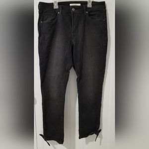 Levi's Black Mid Rise Skinny Jeans With Bows on Ankle